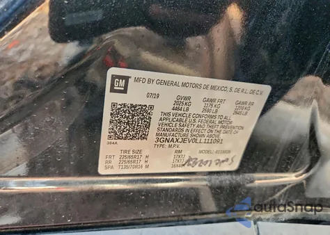 2020 Chevrolet Equinox Lt z USA, uszkodzony, nr VIN 3GNAXJEV0LL111091